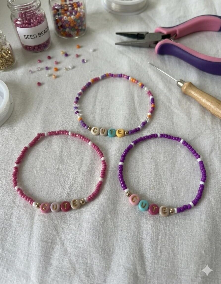Handmade Custom Name Bracelets with Seed Beads