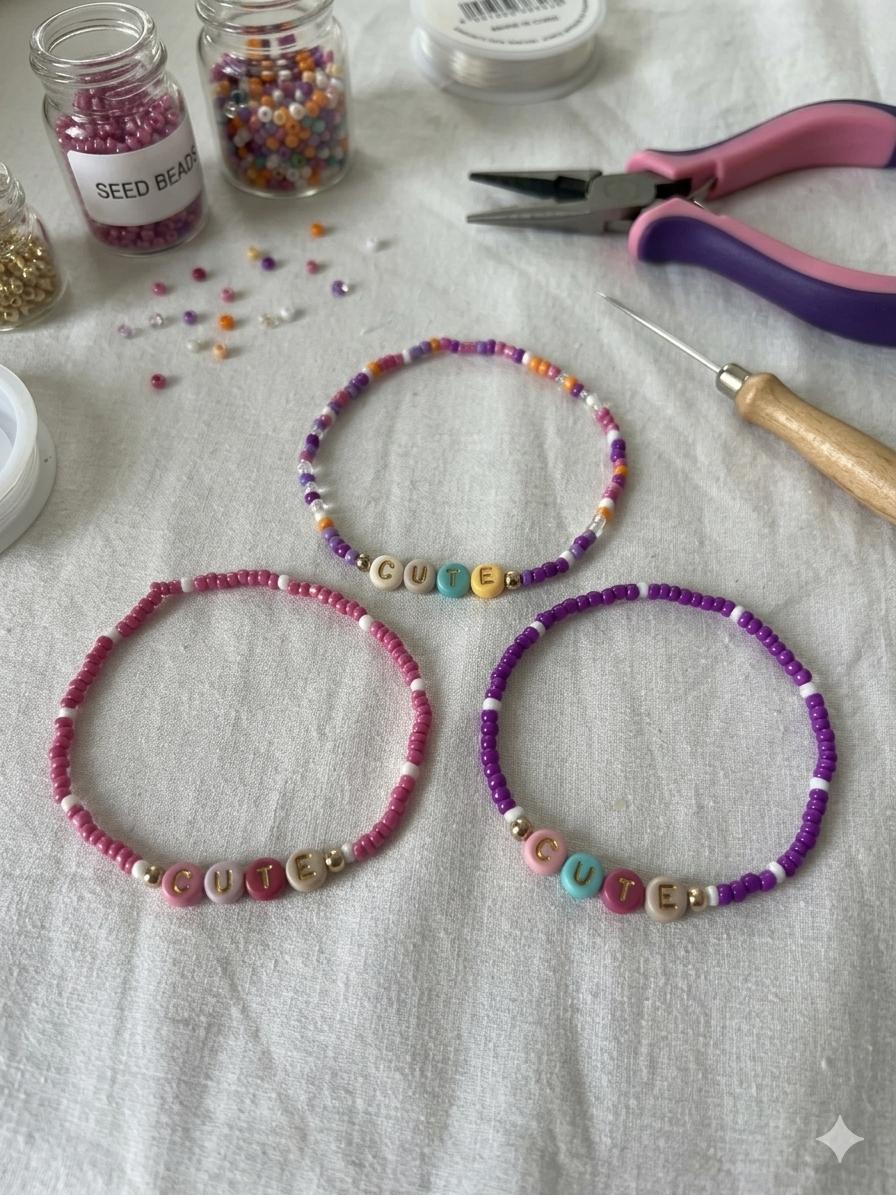 Handmade Custom Name Bracelets with Seed Beads